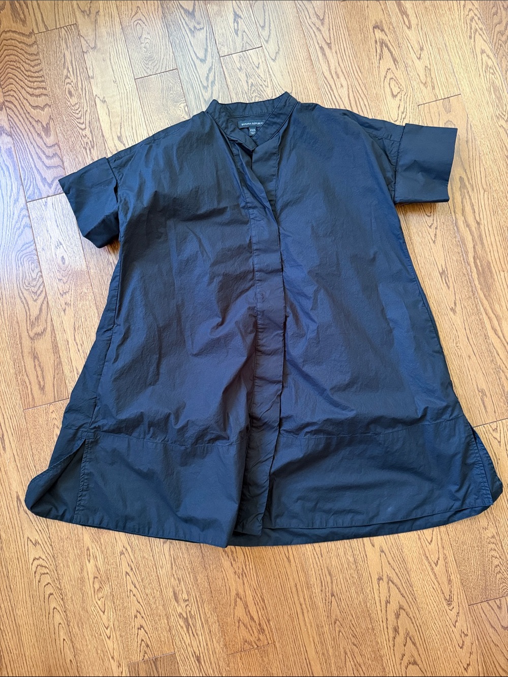Banana Republic Rhyah Poplin Mini Black Short-Sleeve Oversize Cotton Dress